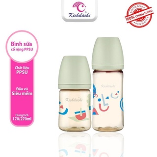 Bình sữa cổ rộng kichi cảm biến nhiệt ppsu cao cấp 170ml/270ml