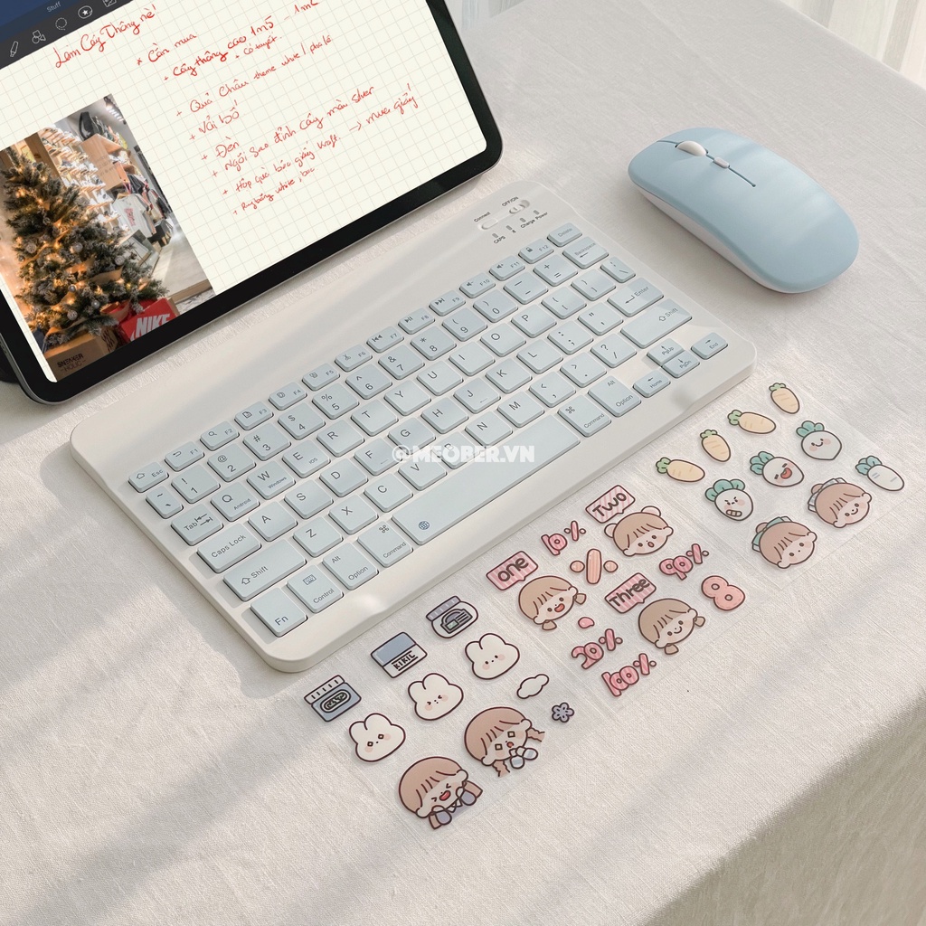 Bộ Bàn Phím và Chuột Bluetooth Siêu Mỏng Nhẹ Dành Cho tablet Pro 11,Air 4,Gen 5/6/7/8/9, Laptop, Smartphone v.v
