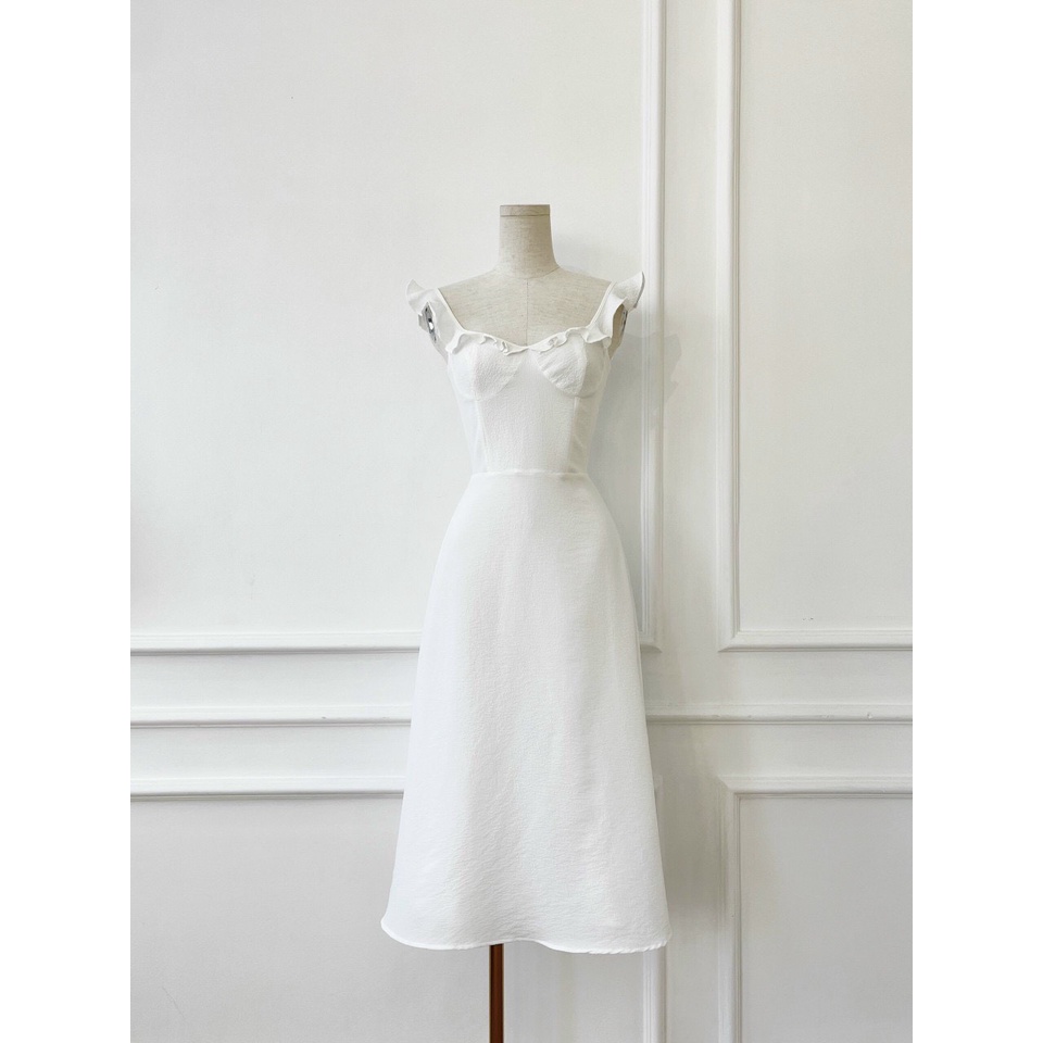 Đầm 2 dây tay bèo dáng midi xòe NPDAM026