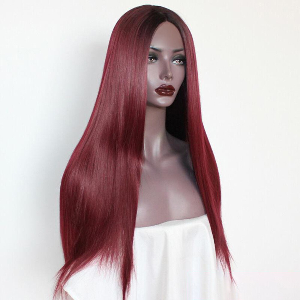 [Hàng mới về] Tóc giả thẳng chịu nhiệt cao màu đỏ rượu vang