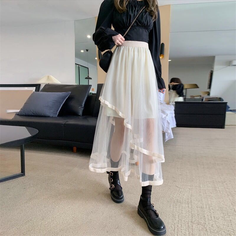 Chân váy tutu IELGY phối lưới dáng chữ A thời trang mùa hè 2022 cho nữ