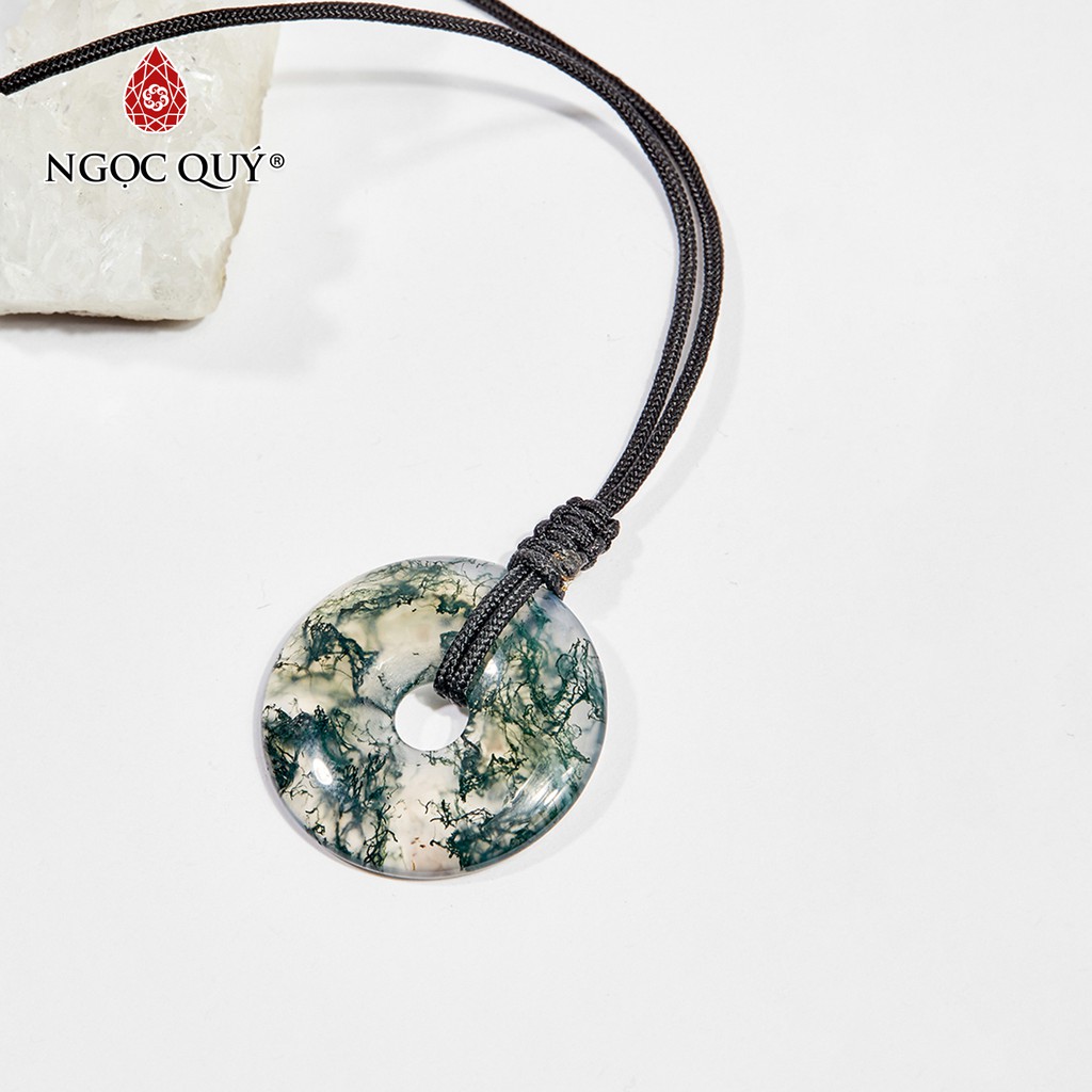 Mặt dây chuyền đồng điếu đá băng ngọc thủy tảo moss agate mệnh hỏa, mộc - Ngọc Quý