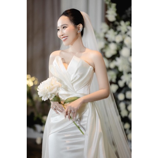 BRIDE 1 BY CHAMS- Đầm dạ hội cô dâu cúp ngực phối choàng tùng sau