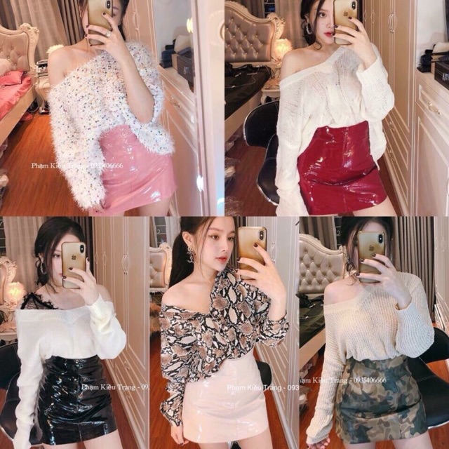 Chân váy da bóng trơn