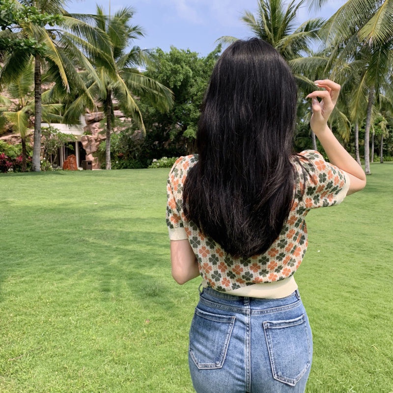 Áo Thun POLO Ngắn Tay Thêu Họa Tiết Cỏ Bốn Lá Thời Trang Cho Nữ  tao bao