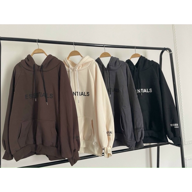 Áo hoodies, nam nữ in chữ Essentials nỉ bông dày có mũ form rộng unisex kiểu ulzzang jacket Sweater | BigBuy360 - bigbuy360.vn