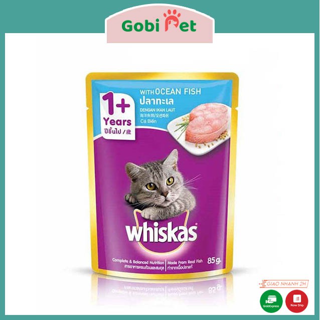 Pate Whiskas cho mèo gói 85g bổ sung dinh dưỡng vị cá biển - Gobi Pet