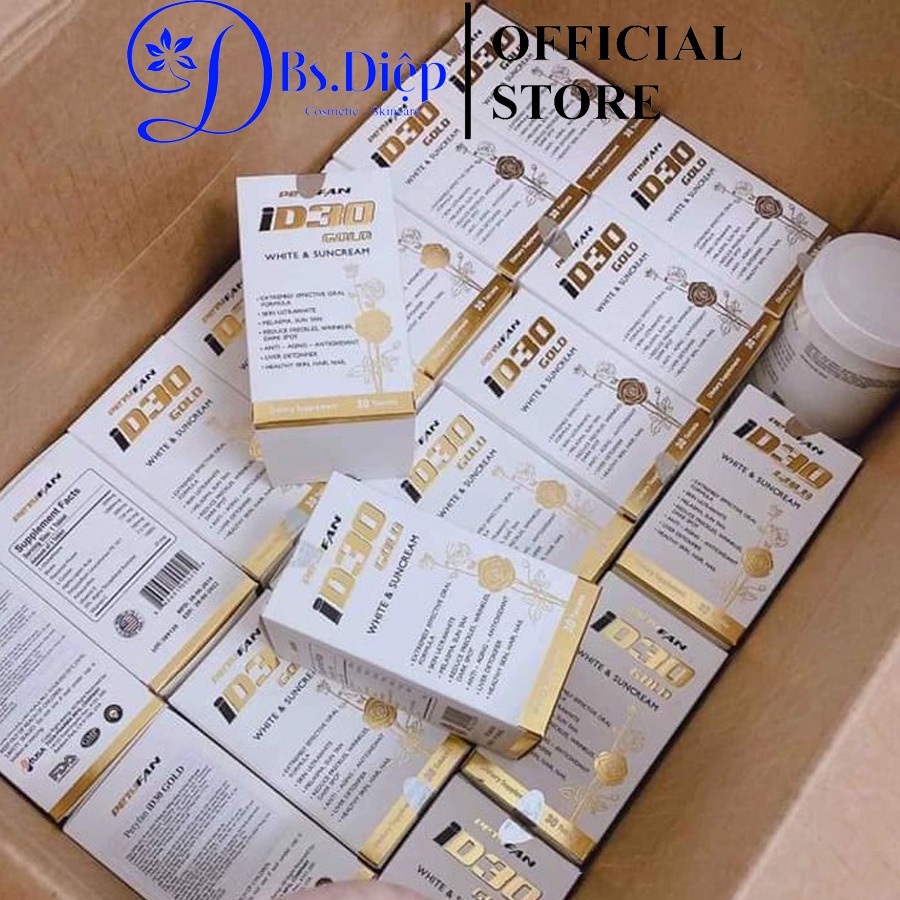 Viên Uống Chống Nắng Trắng Da ID30 Gold White & Suncream hộp 30 viên USA