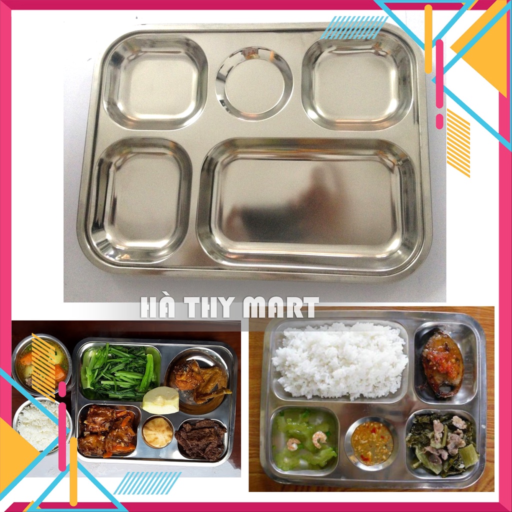 Khay đựng cơm inox 5 ngăn văn phòng bền đẹp
