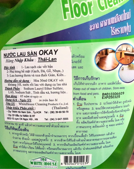 Nước lau sàn Okay 2000ml Thái Lan (date 2025, có 2 màu)