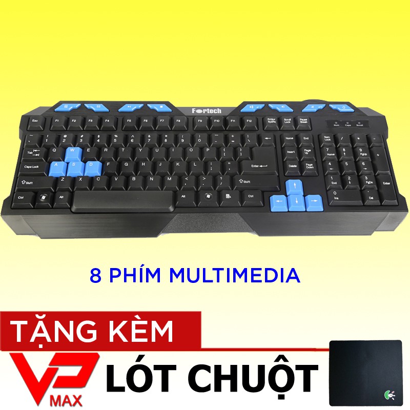 Bàn phím, chuột Fortech KB132 chơi game cực êm tặng lót chuột