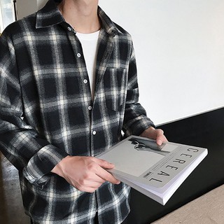 Áo sơ mi flannel caro xám