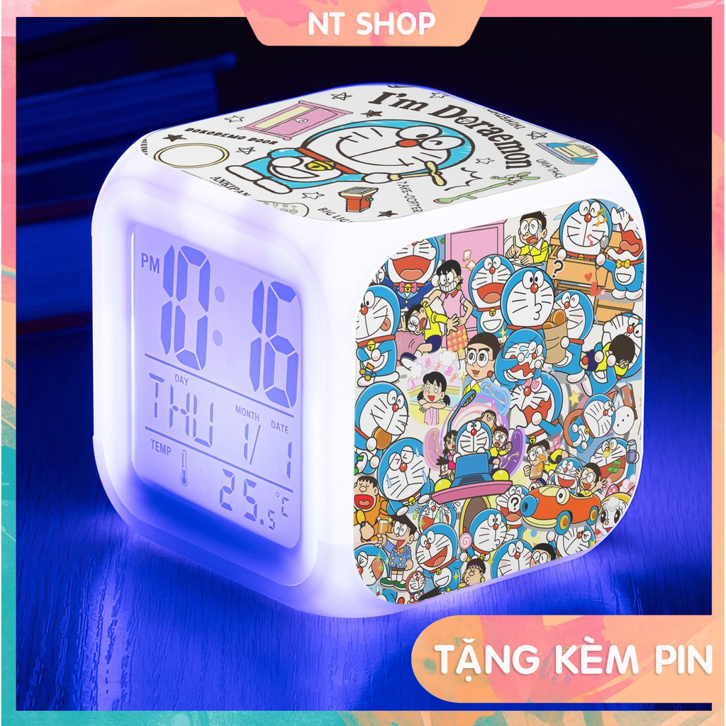 Đồng hồ LED báo thức Doraemon (tặng kèm pin)