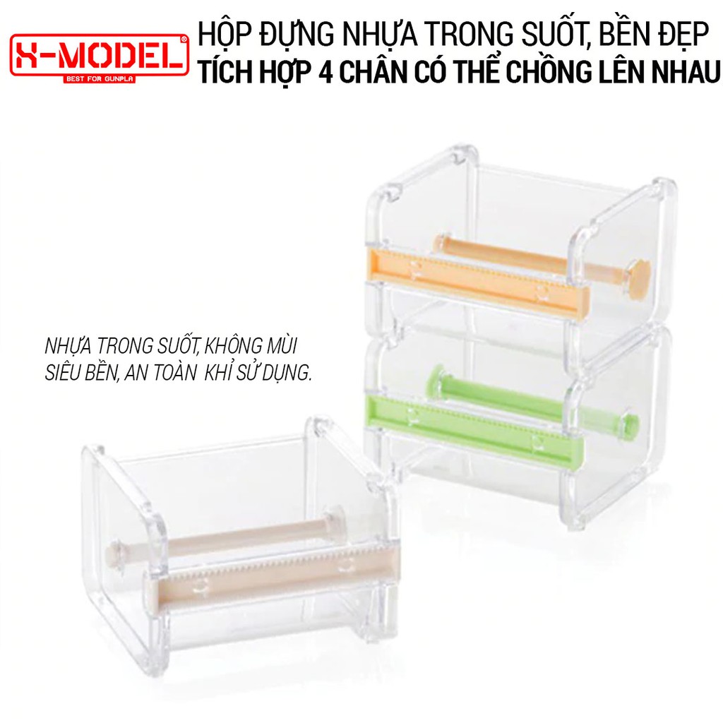 Hộp đựng băng dính có dao cắt masking tape XM43 XMODEL dụng cụ hỗ trợ cắt băng dính gundam kiểu dáng trong suốt,hiện đại