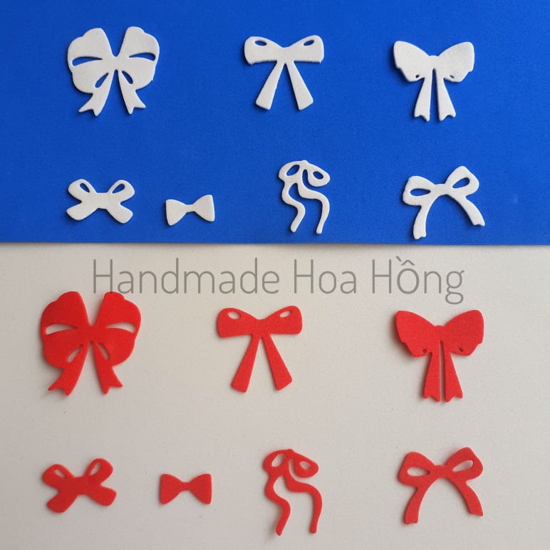 Set 28 nơ bằng giấy xốp, có 7 mẫu - Trang trí bưu thiếp, thiệp, phong thư, bao thư6, phong bì, bao lì xì