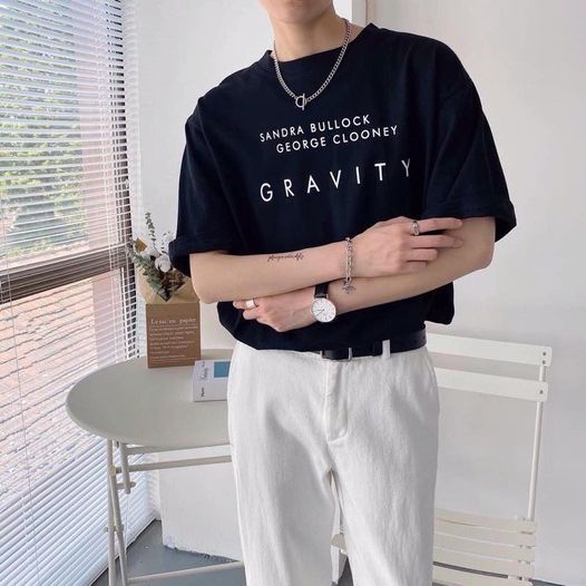 Áo Thun Tay Lỡ Unisex GRAVITY màu ĐEN 🦋/Nam nữ unisex/FREESHIP 99K ❤️ Jaystoree2