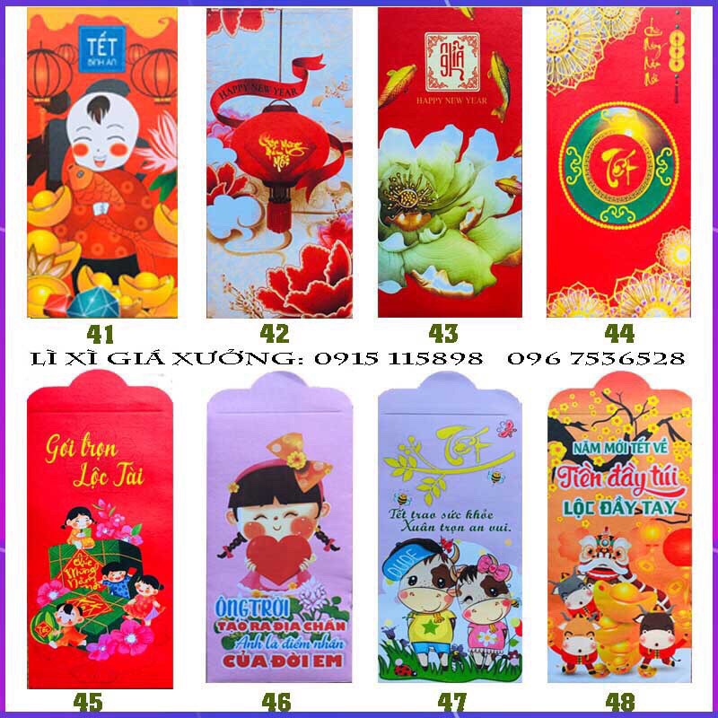 LÌ XÌ  Bao Lì Xì Tết Chúc mừng năm mới, LÌ XÌ ĐẸP - set 5 cái - VPP Halu