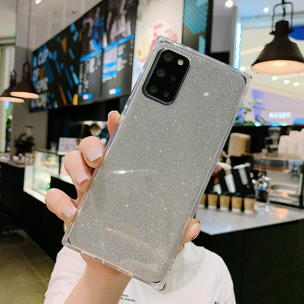 Ốp điện thoại TPU dẻo viền vuông màu neon lấp lánh cho SAMSUNG A21S A50S A30S S21 FE S20 FE S20 ULTRA S21 PLUS A50