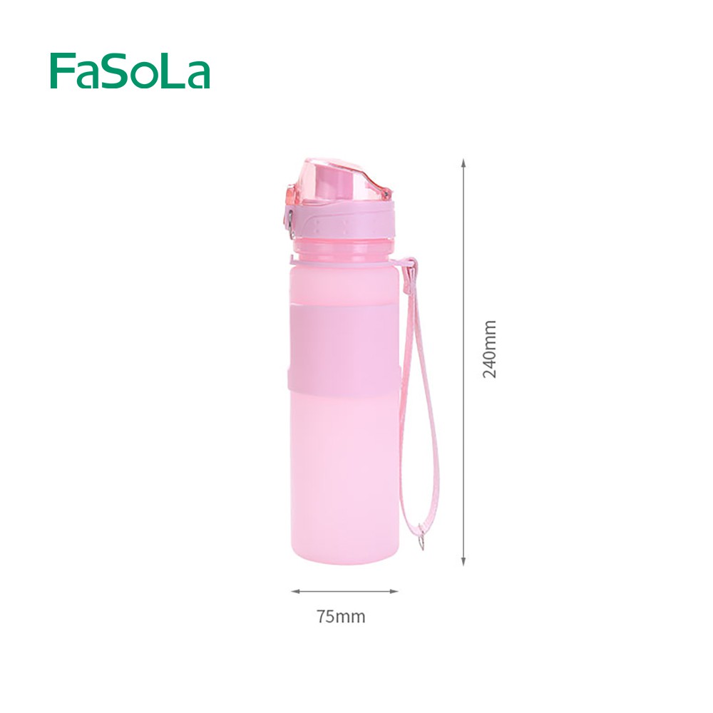 Bình nước thể thao 500ML silicone gấp gọn - Bình nước du lịch tiện lợi [FASOLA]