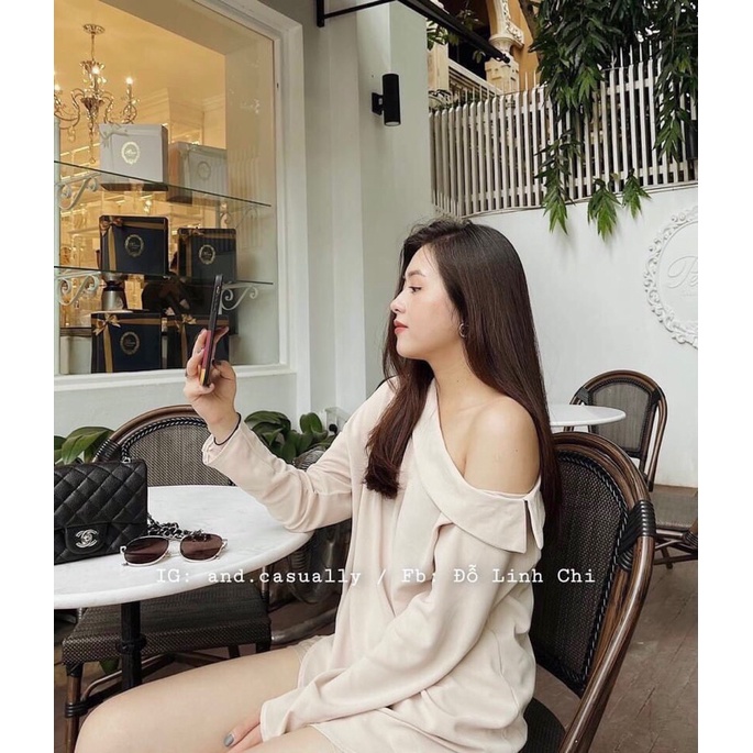 ⚡️BÁN SỈ⚡️Áo sơmi lệch vai chất đũi tằm
