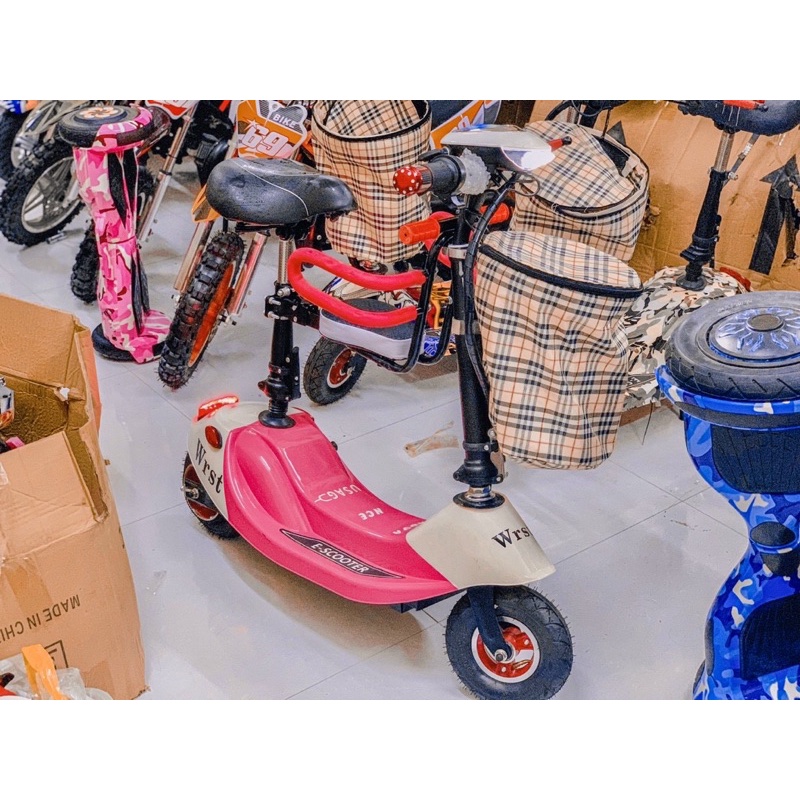 XE ĐIỆN MINI SCOOTER XE 8 INCH TẶNG GIỎ VÀ GHẾ PHỤ