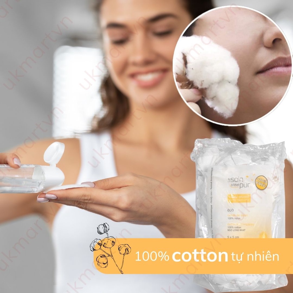 Bông Tẩy Trang Pháp Tetra Medical Carrés De Coton 500 miếng Le Soin Làl'état Pur 500 Miếng