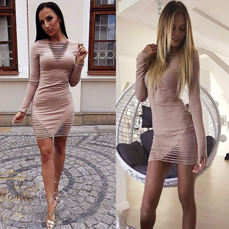 Đầm Ôm Dài Tay Màu Sắc Thời Trang Quyến Rũ Cho Nữ