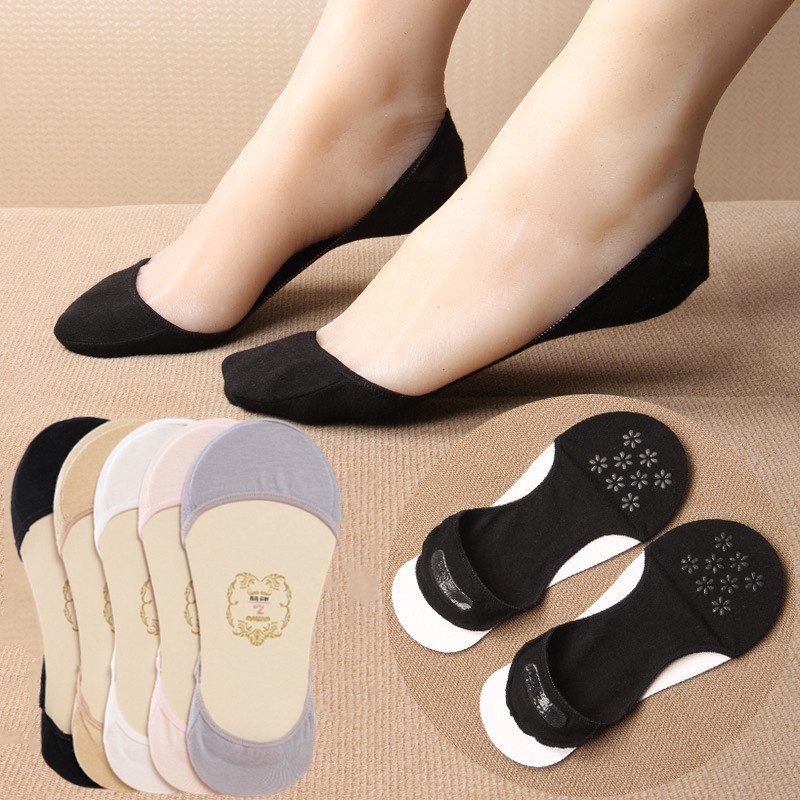 1 Đôi Vớ Thuyền Cotton Mềm Mại Co Giãn Thoáng Khí Thấm Hút Mồ Hôi Màu Trơn Dành Cho Nữ