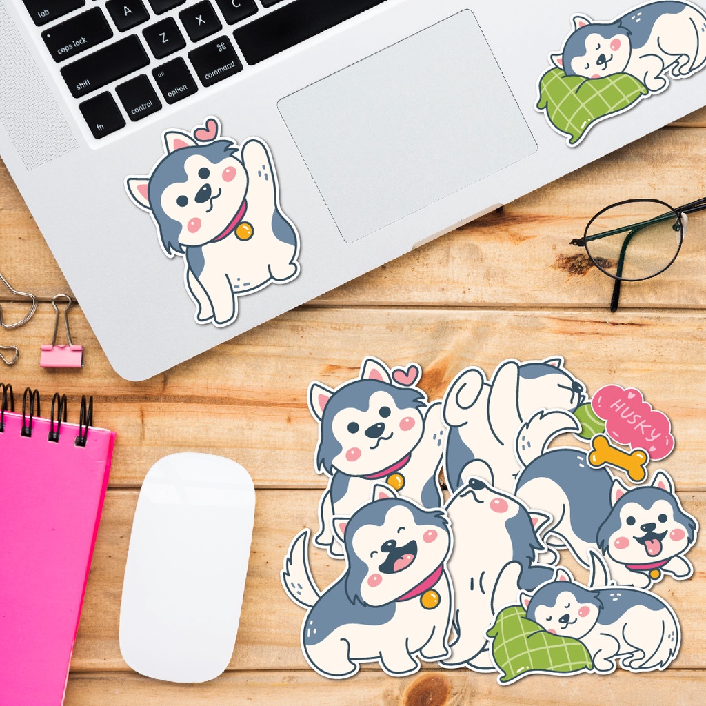 STICKER LẺ - Sticker Husky dán mũ bảo hiểm, laptop, điện thoại, vali. MSP: SS17