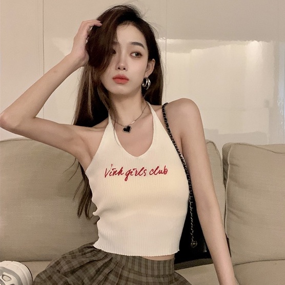 Áo dệt kim ZHELIHANGFEI sát nách hở eo quyến rũ phong cách thời trang cho nữ