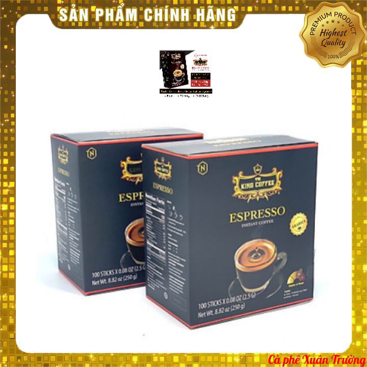 Mua 2 Cafe Đen Hòa Tan KING COFFEE ESPRESSO (hộp 100 stick x 2.5g) tặng 1 hộp cà phê đen hòa tan King Espresso 37,5g