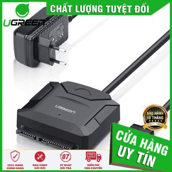 Cáp USB 3.0 To Sata Ugreen 20611 Dùng Cho HDD/SSD 2,5&quot; 3,5&quot; Có Nguồn Phụ ✔HÀNG CHÍNH HÃNG ✔