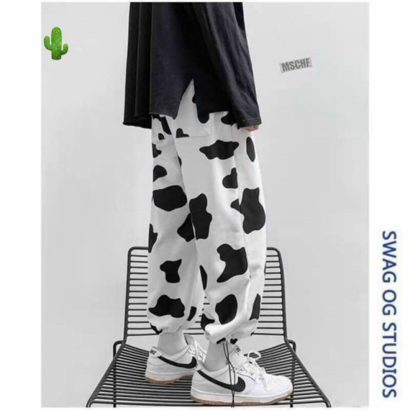 Quần jogger bò sữa ❤️ Quần nỉ cotton Ulzzang dây rút form rộng unisex