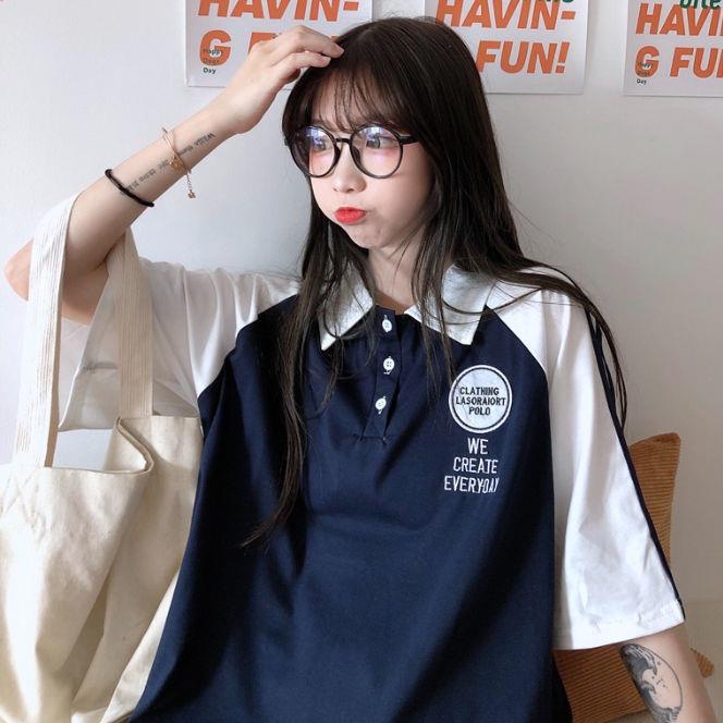 Áo polo Ngắn Tay Dáng Rộng Thêu Họa Tiết Phong Cách Hàn Quốc Mới 2020 Cho Nữ | BigBuy360 - bigbuy360.vn