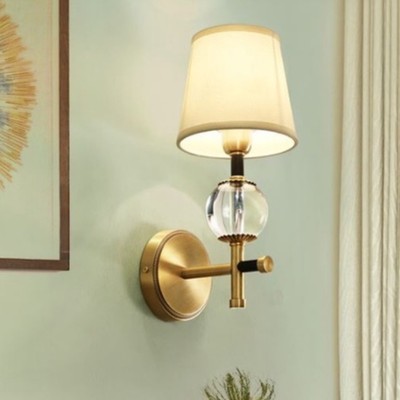 Đèn tường MONSKY LUKY Led thân mạ đồng chao vải hiện đại trang trí cầu thang, phòng ngủ hiện đại