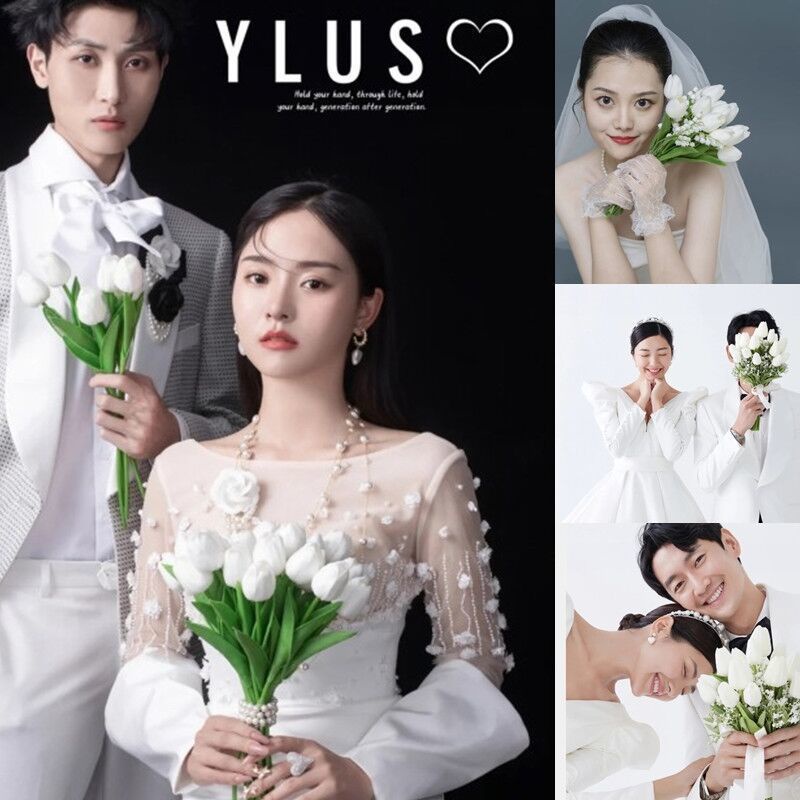 Bó Hoa Sen Cầm Tay Màu Trắng Dùng Chụp Ảnh Cưới Phong Cách Hàn Quốc
