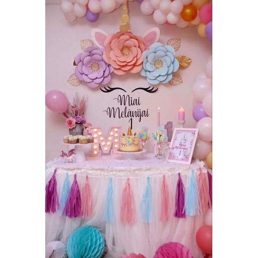 Set hoa giấy dễ thương trang trí sinh nhật cho bé