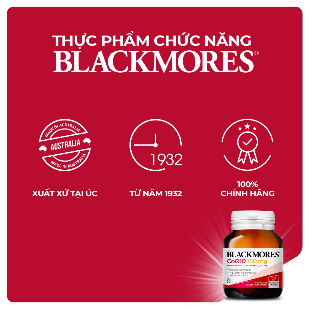 Viên Uống Bổ Tim Hỗ Trợ Sức Khỏe Blackmores CoQ10 150mg Lọ 30 Viên