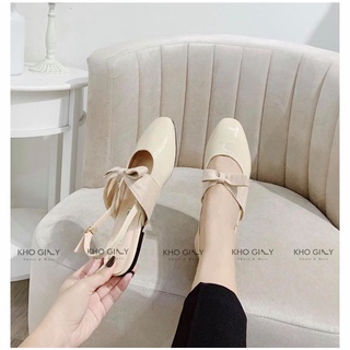 Sandal bệt da bóng nơ thỏ