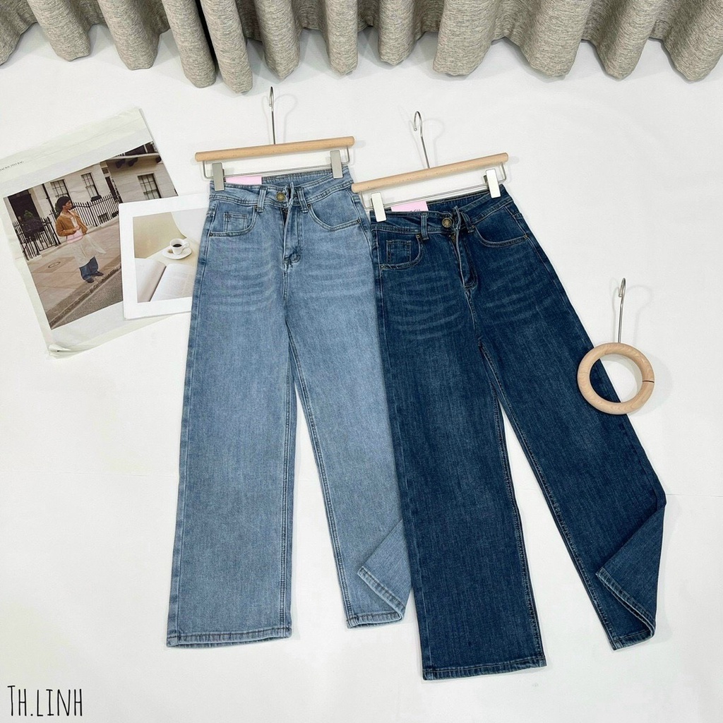 Quần jeans jeans nữ ống suông Fanuge vừa co giãn -mã 3901