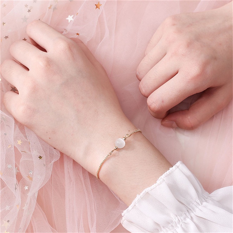 Vòng Tay Đính Đá Opal Màu Dâu Dễ Thương Phong Cách Hàn Quốc Có Thể Điều Chỉnh Cho Nữ | BigBuy360 - bigbuy360.vn