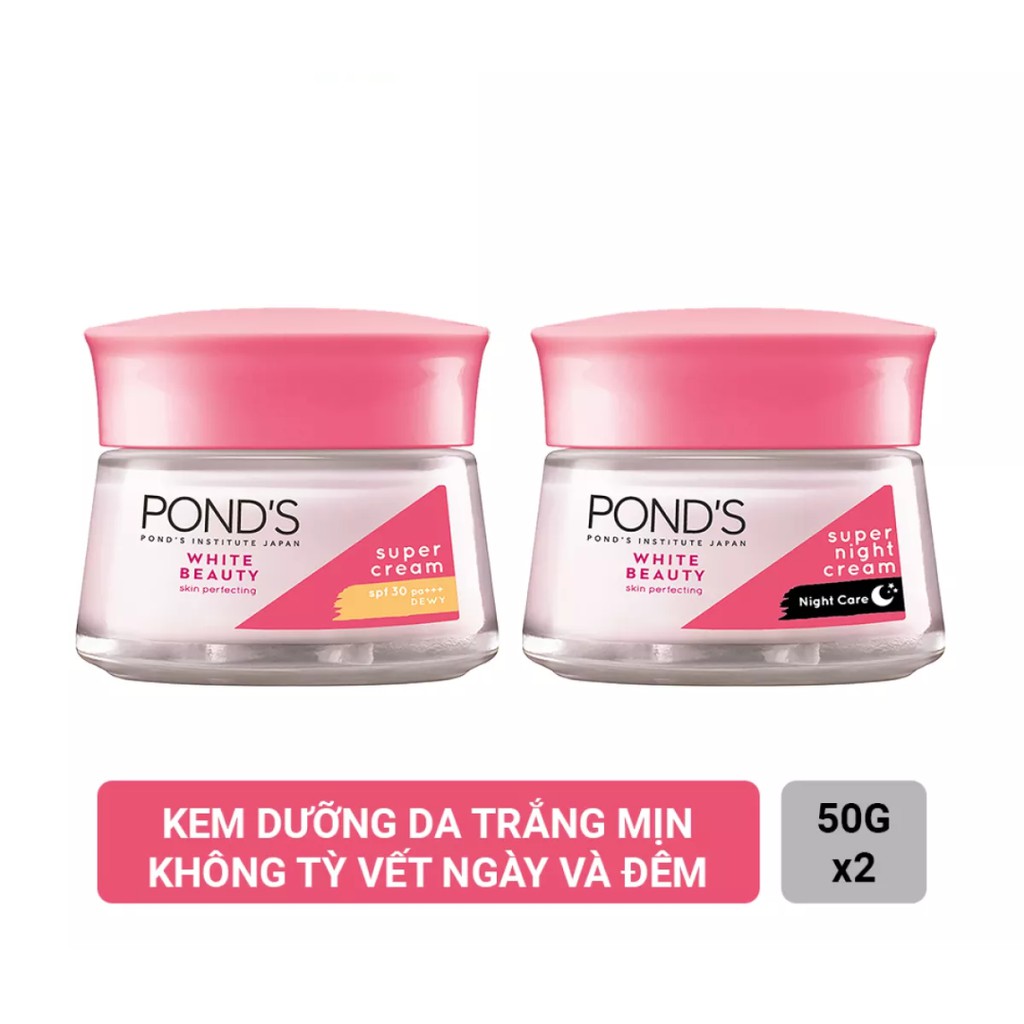 Bộ 2 sản phẩm Kem dưỡng Pond's White Beauty trắng hồng rạng rỡ ngày và đêm 50 g