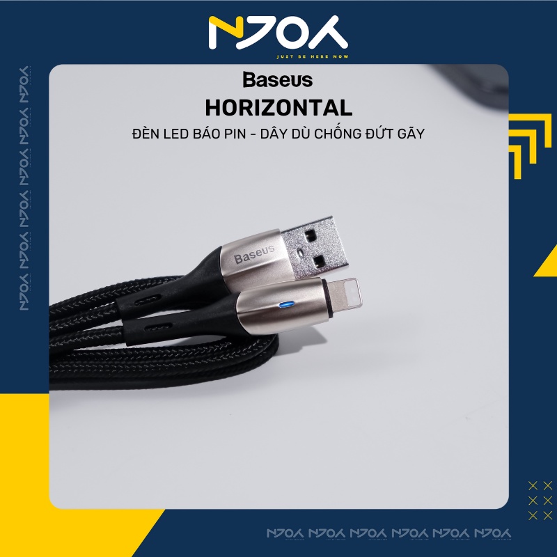 Cáp Sạc Nhanh Có Đèn Led Baseus Horizontal 2.4a Dây Bện Nylon Độ Dài 1m/2m Cho 6 6s 7 Plus 8 Plus Xs Max Xr