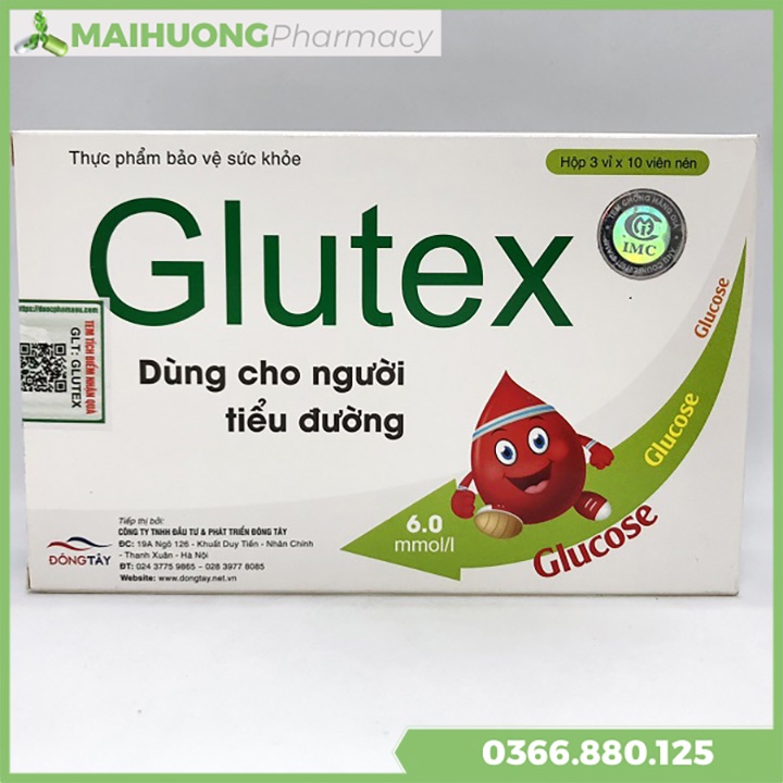 [Chính Hãng ,Tích điểm nhận quà ] Glutex hộp 30 viên, giúp hỗ trợ hạ đường huyết và giảm biến chứng bệnh tiểu đường