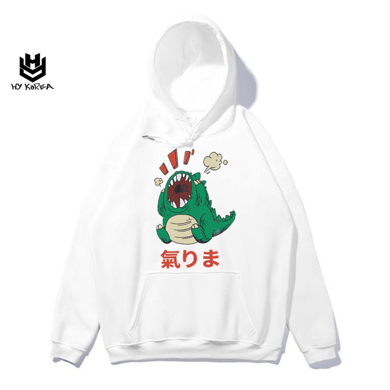 Áo Hoodie HY KOREA Nữ Nam Khoác Nỉ Form Rộng Kiểu Sweater Unisex In Hình Khủng Long DC254.