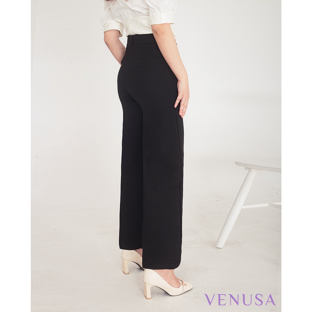 Quần suông nữ cạp cao tôn dáng, quần ống rộng công sở không nhăn VENUSA Q002