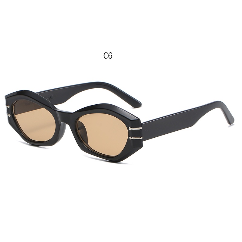 Kính Mát Thời Trang Khung Ngang Mắt Mèo Bằng Kim Loại Kiểu Âu Mỹ Cho Nữ