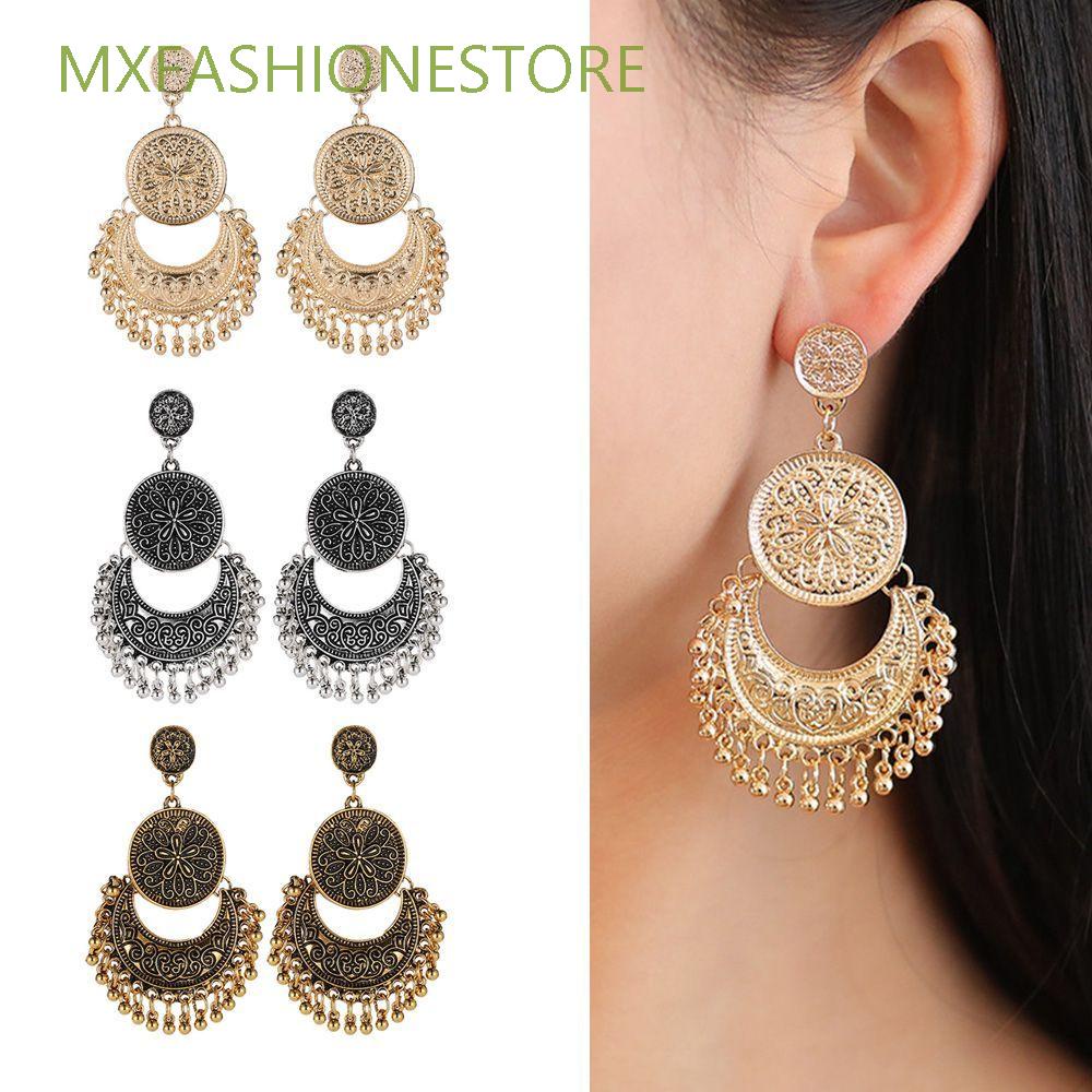 Hoa Tai Dáng Dài Hình Chuông Phong Cách Boho Cổ Điển Nhiều Màu Sắc