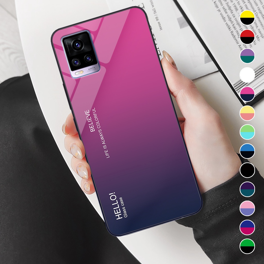 Ốp điện thoại Vivo V20 - Gradient edition, chất liệu kính cường lực