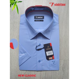 Áo Sơ Mi Nam Ngắn Tay Dáng Suông Vĩnh Tiến Xanh Biển